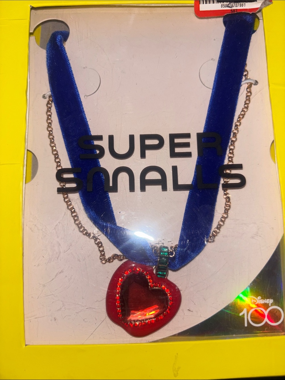 Disney Snow White Heart Pendant Velvet Necklace in Red and Blue